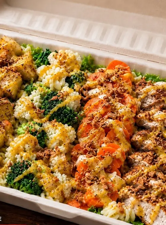Une salade composée #HASHTAG dans sa barquette